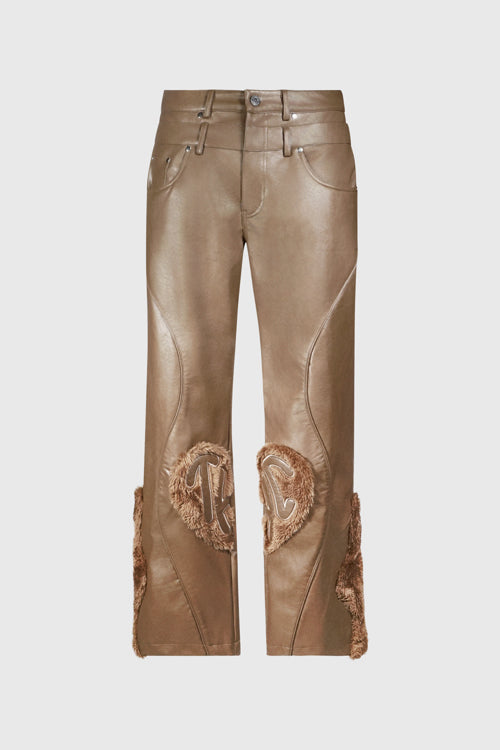 Faux Fur Vegan Leather Double Jeans