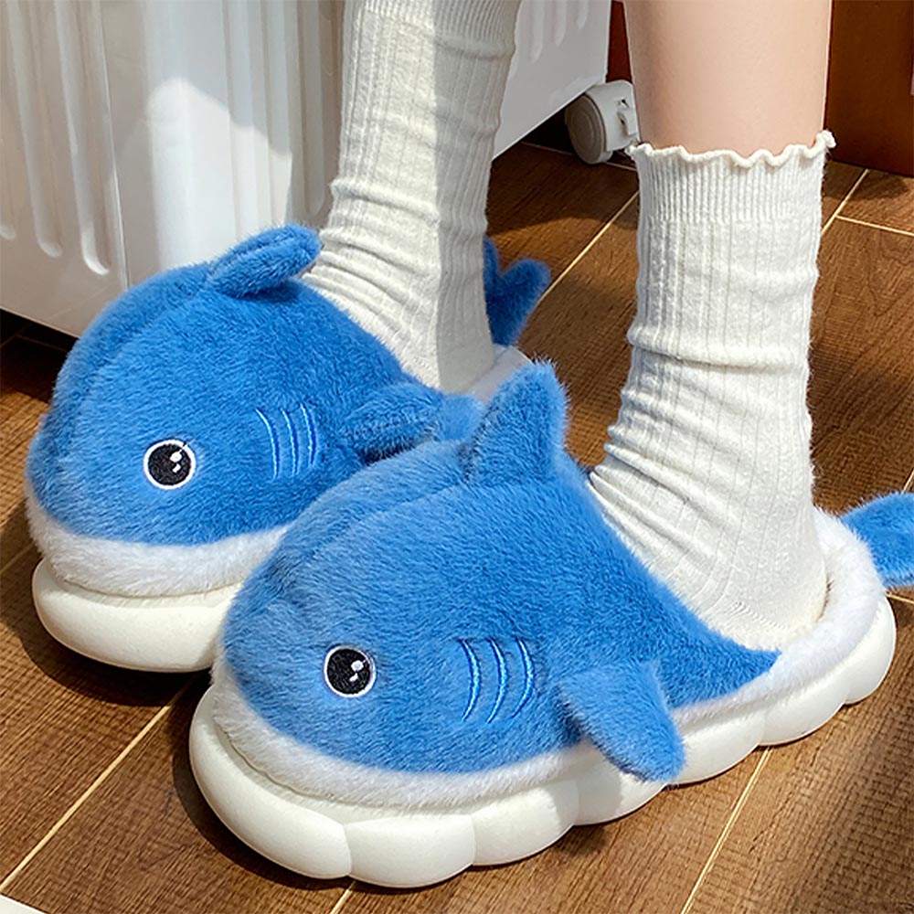 Cartoon Shark Couples&amp;#39; Winter Slippers | ZAKAPOP