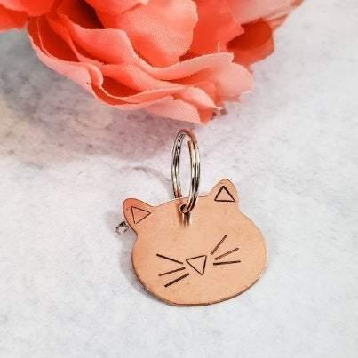 CAT FACE COPPER CAT KEYCHAIN