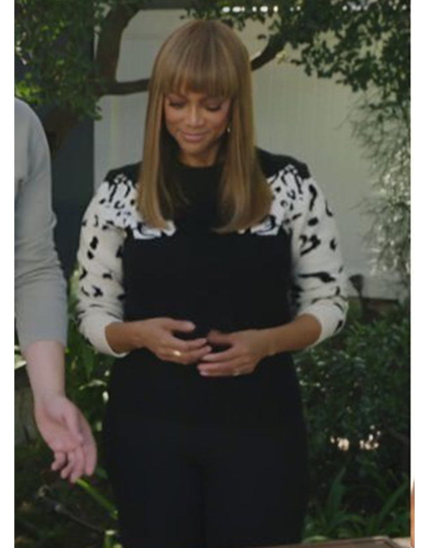 Celebrity IOU 2025 Tyra Banks Leopard Sleeve Sweater