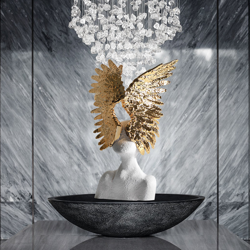 Celestial Grace – Abstract Angel Wings Resin Sculpture | 3CARATS