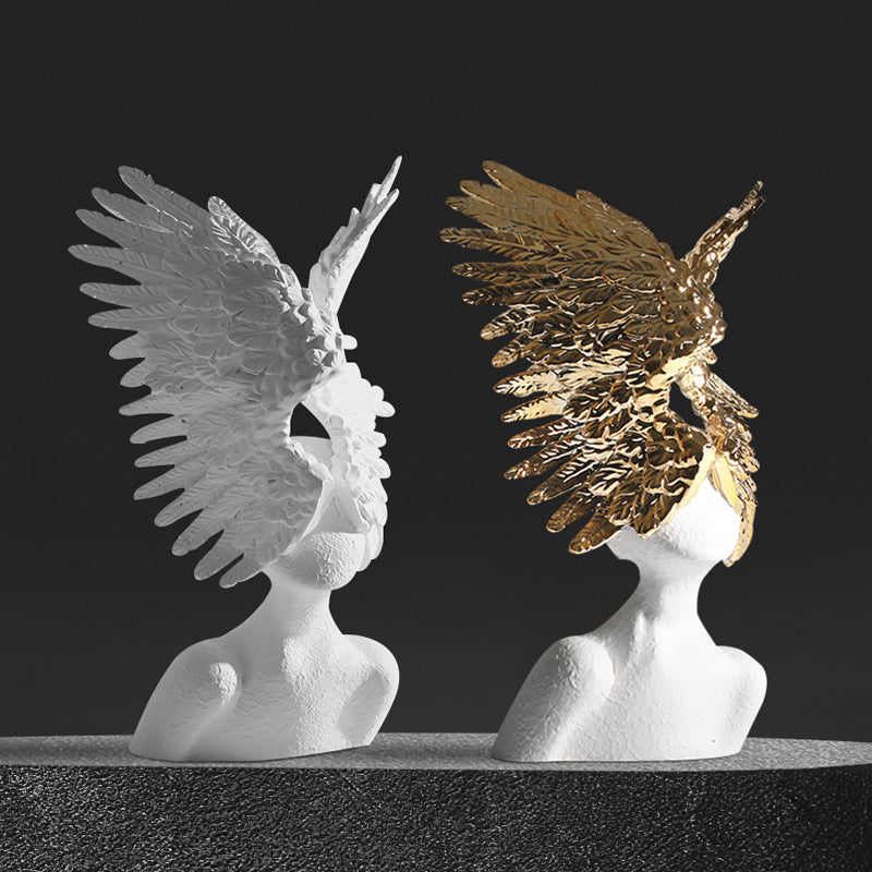 Celestial Grace – Abstract Angel Wings Resin Sculpture | 3CARATS