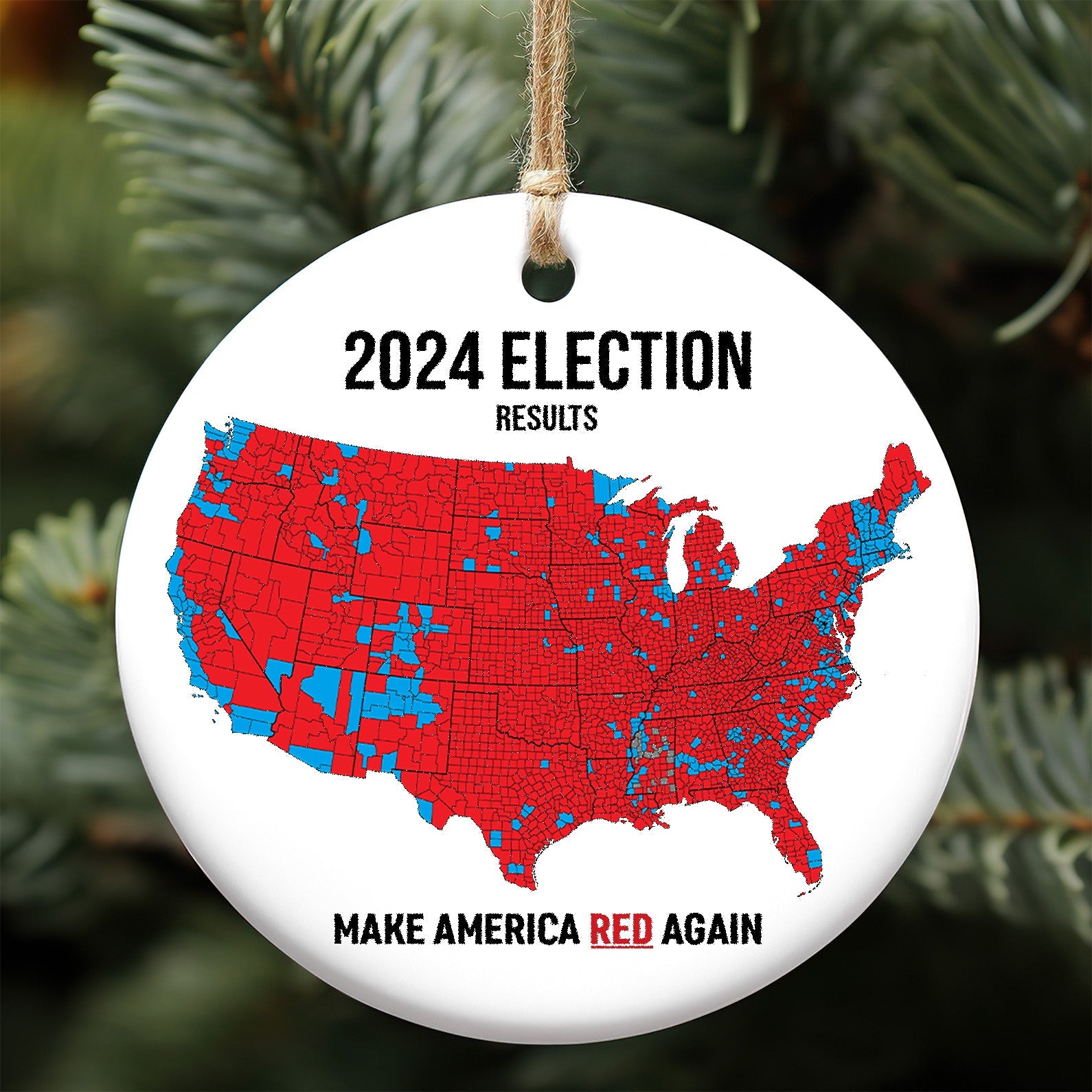 Donald Trump Election Results Map Ceramic Ornament, US Presidential Election 2024, 2024 Election Map Ornament, Trump Red Wave M1790 - GOP