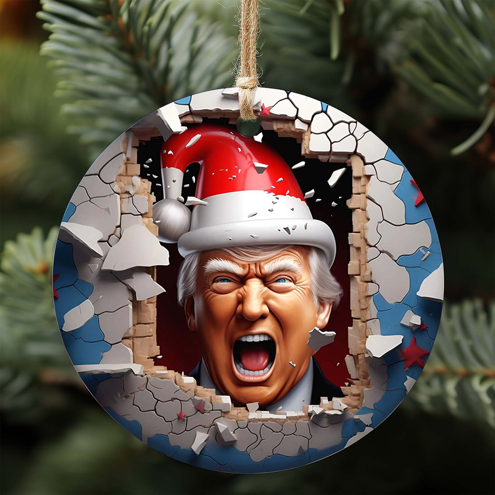 3D Santa Trump Christmas, Trump DIY Xmas Ceramic Ornament, Perfect for Car &amp;amp; Christmas Tree Decor T1666 - GOP