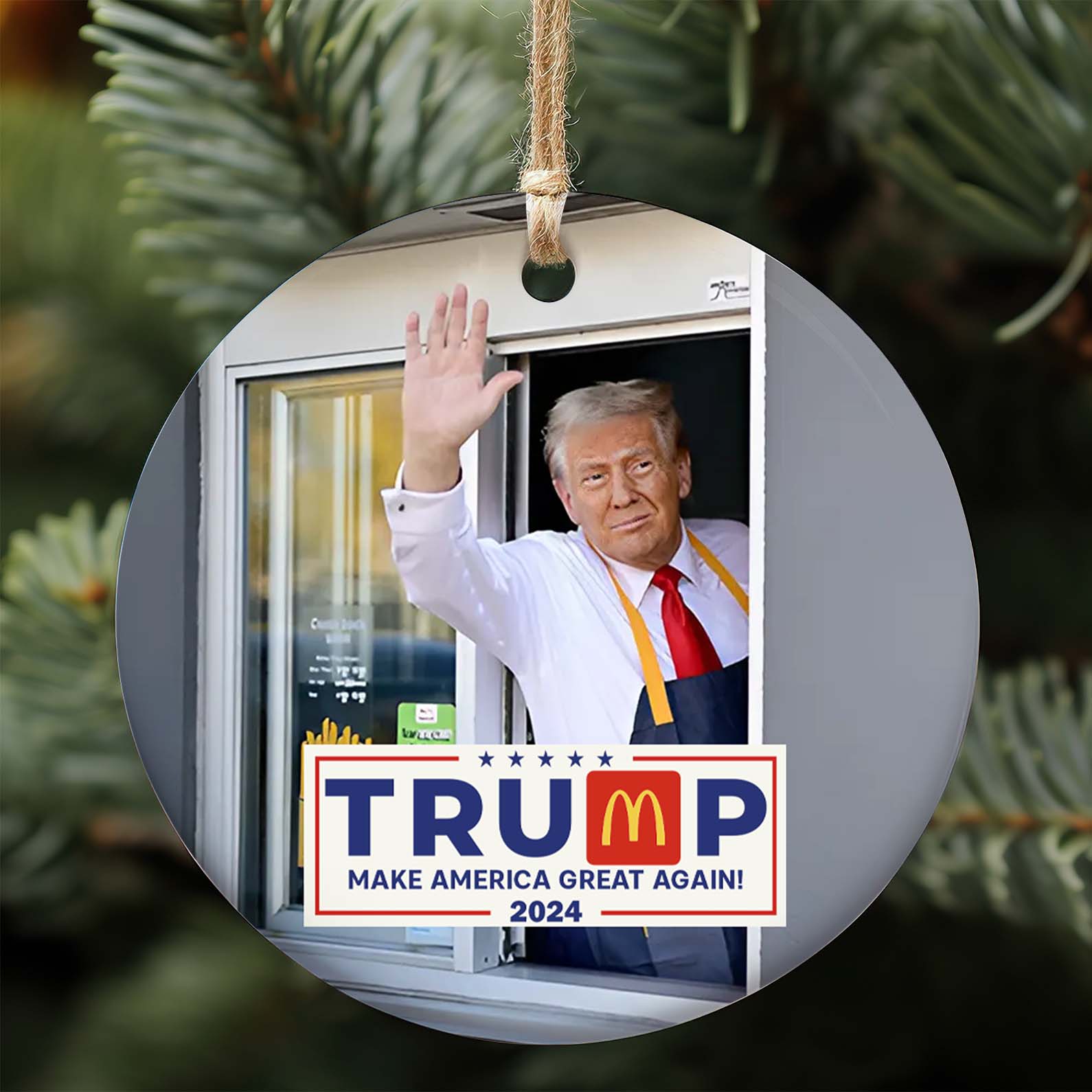 Trump McDonalds, Trendy Republican Ceramic Ornament, Perfect for Car &amp;amp; Christmas Tree Decor T1669 - GOP