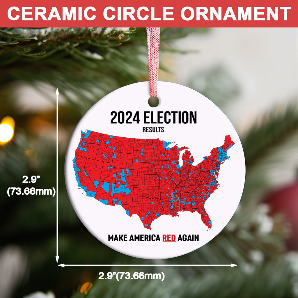 Donald Trump Election Results Map Ceramic Ornament, US Presidential Election 2024, 2024 Election Map Ornament, Trump Red Wave M1790 - GOP