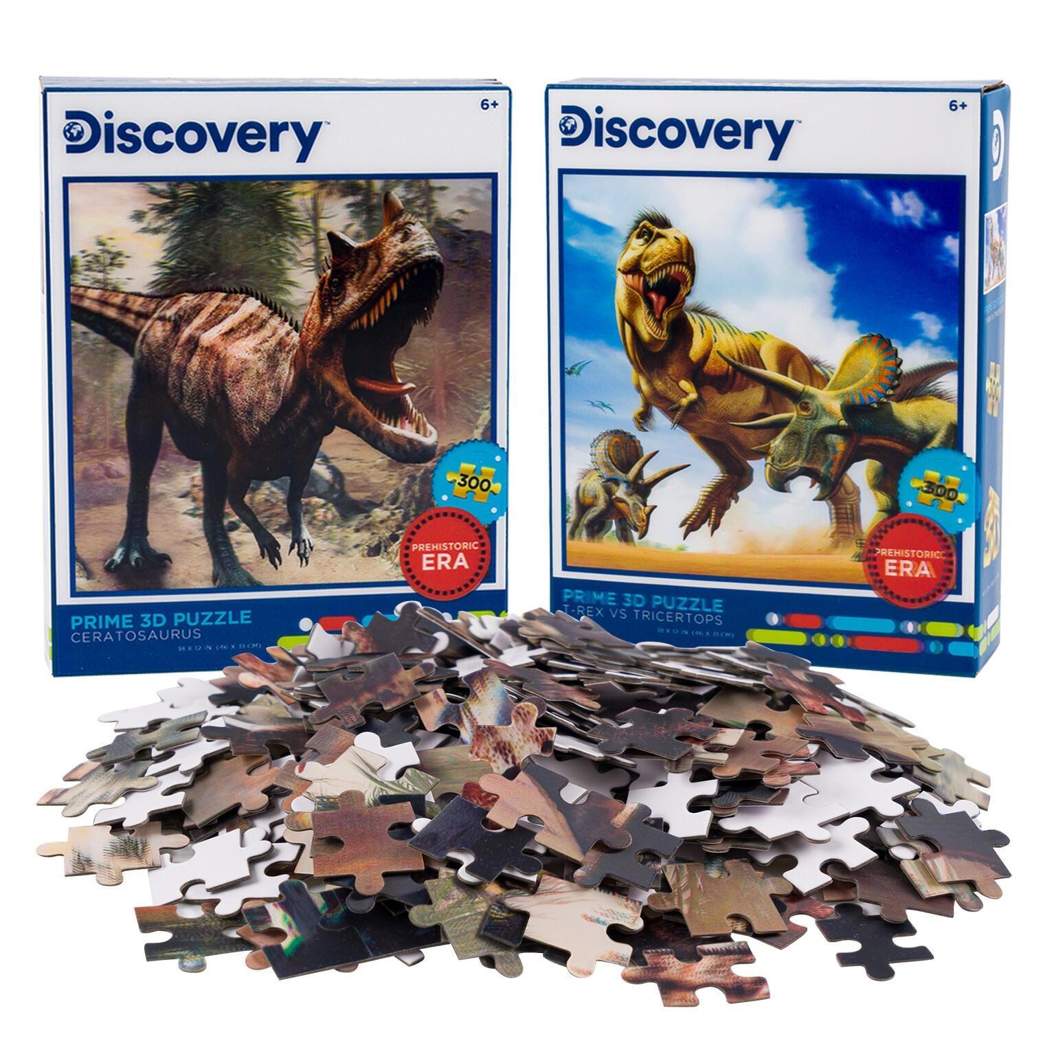 Ceratosaurus &amp;amp; Dino Battle Set of 2 300 Piece Lenticular Jigsaw Puzzles Prime 3D