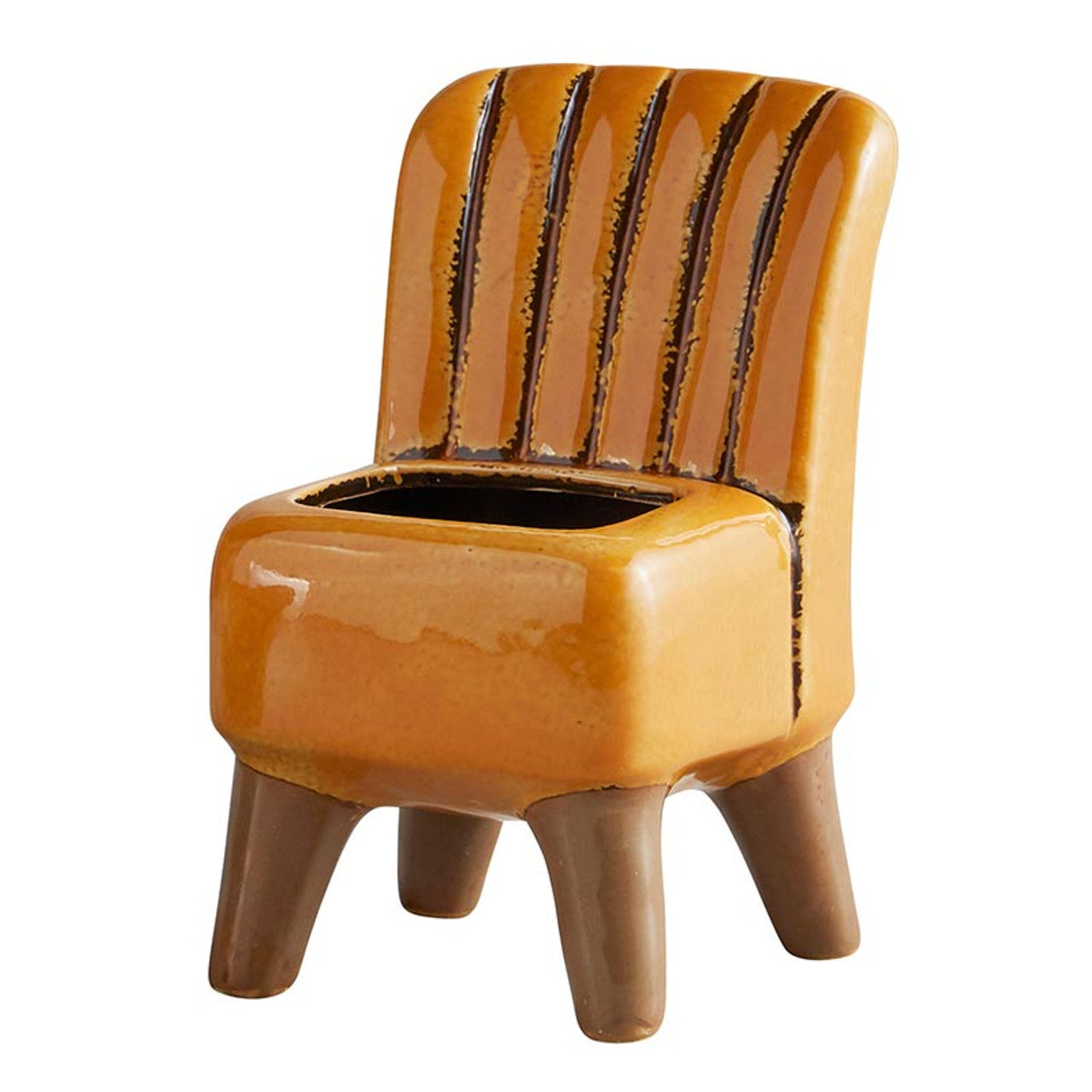 Chair Planter in Yellow Antique | Ceramic Plant Pot Decor | 4&amp;quot; x 3.5&amp;quot; x 6&amp;quot;