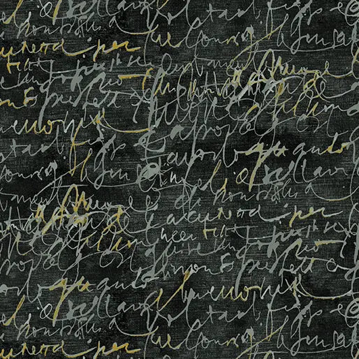 Charcoal Fluidity Script Small Cotton 44”/45&amp;quot; Fabric Per Yard