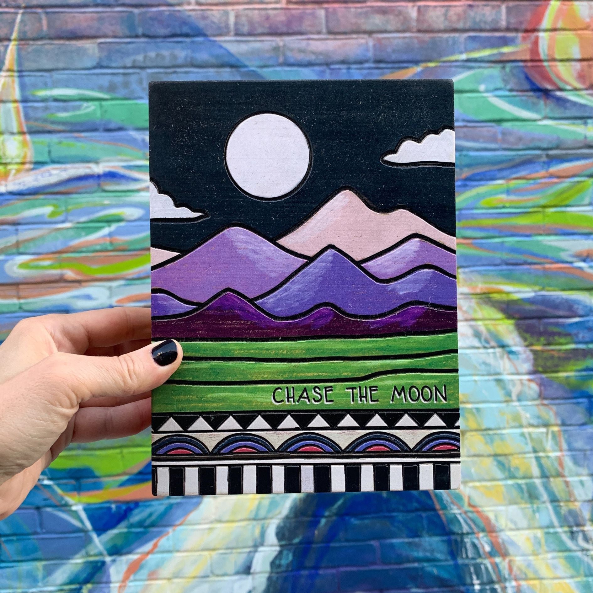 Chase The Moon Wooden Box Sign | Wall Desk Office Home Decor | 6&amp;quot; x 8&amp;quot;