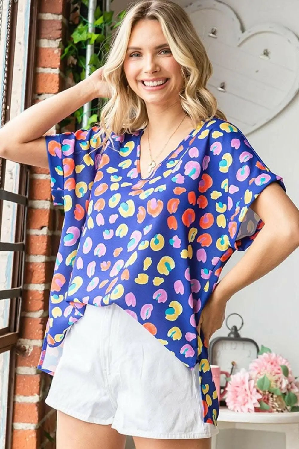 Floral Print V-Neck Top Women&amp;#39;s Casual USA Top - Soft &amp;amp; Stylish