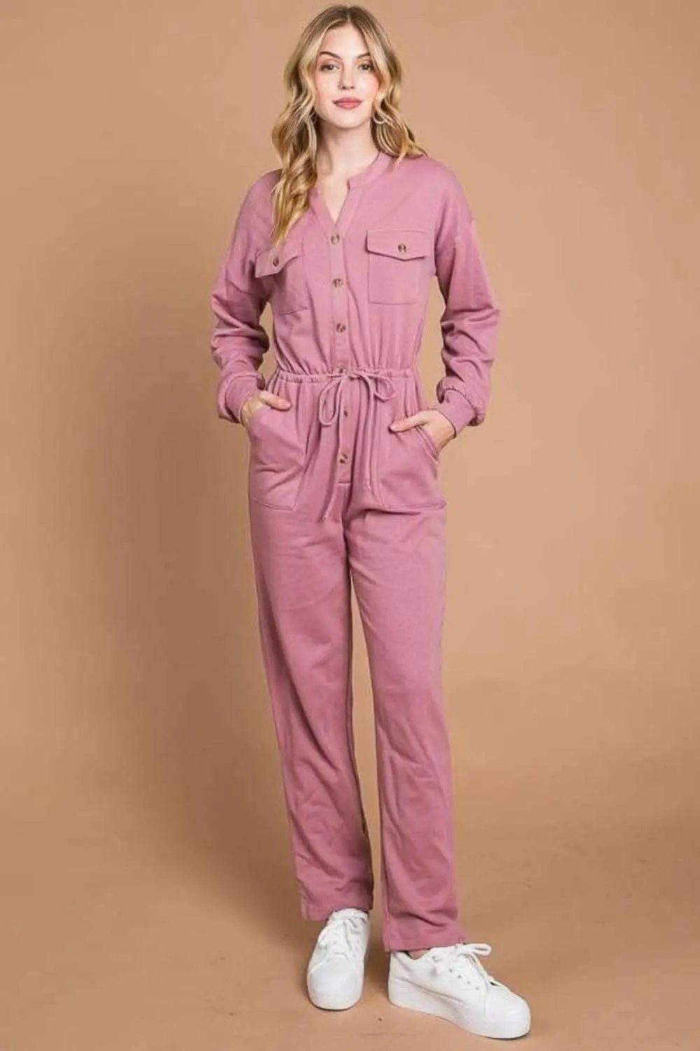 Trendsi Chic Button-Up Jumpsuit Women&amp;#39;s TikTok Outfit Cinched Waist Elevate Style