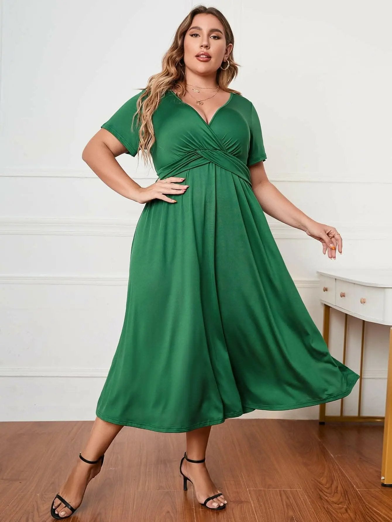 Trendsi Plus Size Midi Dress Women&amp;#39;s Fashionable &amp;amp; Chic Dress
