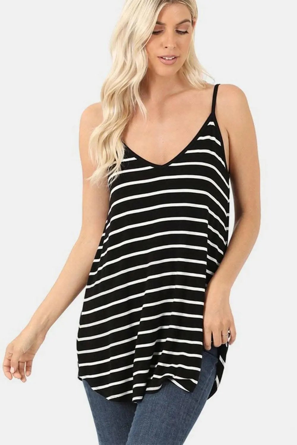 Mature &amp;gt; Erotic Clothing - Chic Striped Sleeveless V-Neck Top