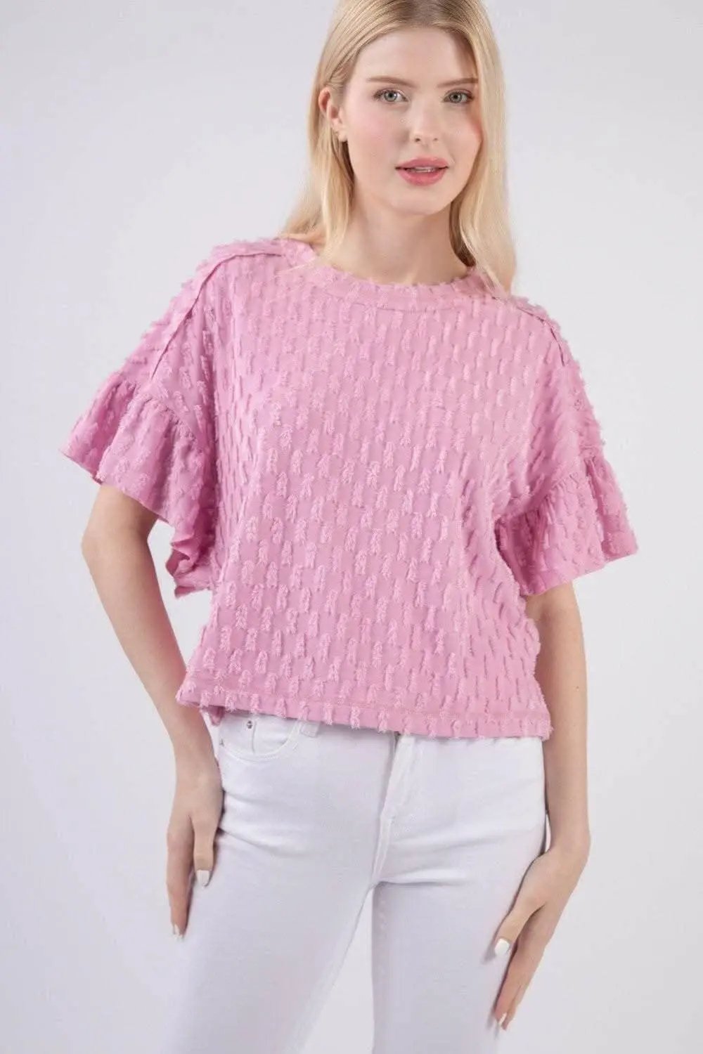 TIKTOK - Chic Textured Ruffle Sleeve Top by VERY J