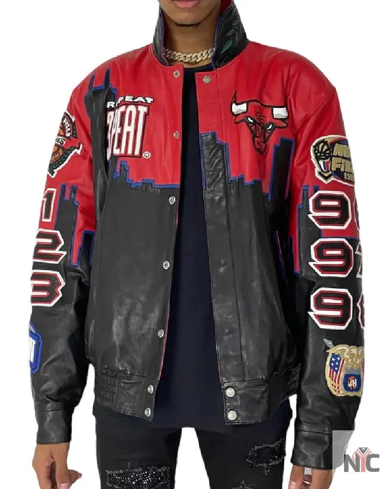 Chicago Bulls 3-Peat Championship Genuine Leather Jacket