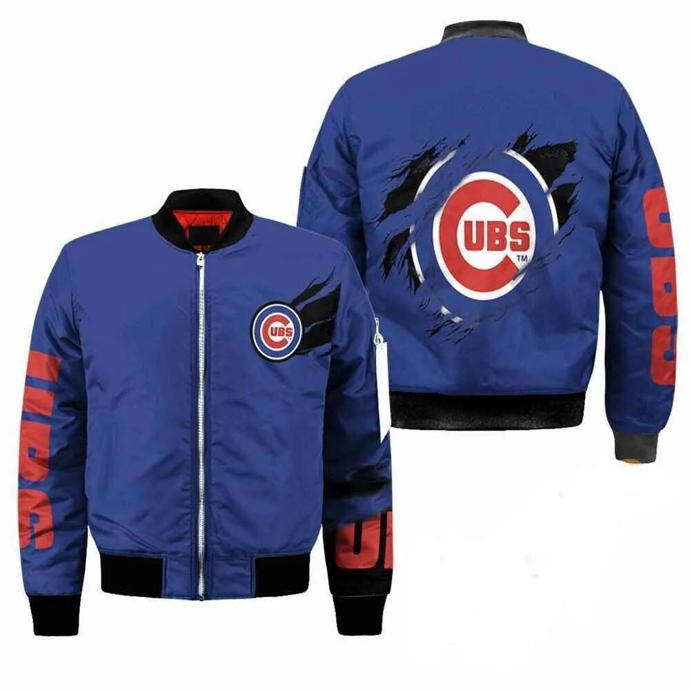 Chicago Cubs Blue and Black Bomber Jacket