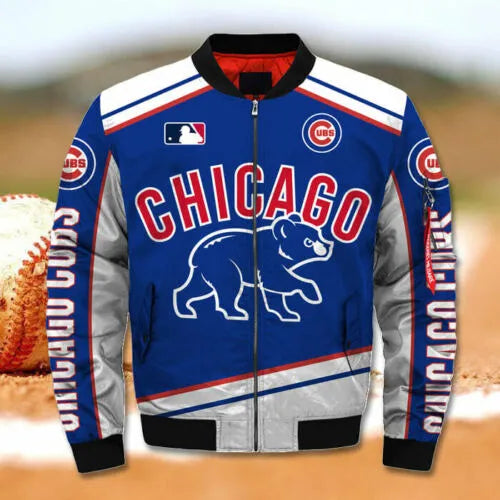 Chicago Cubs Blue and White Bomber Jacket
