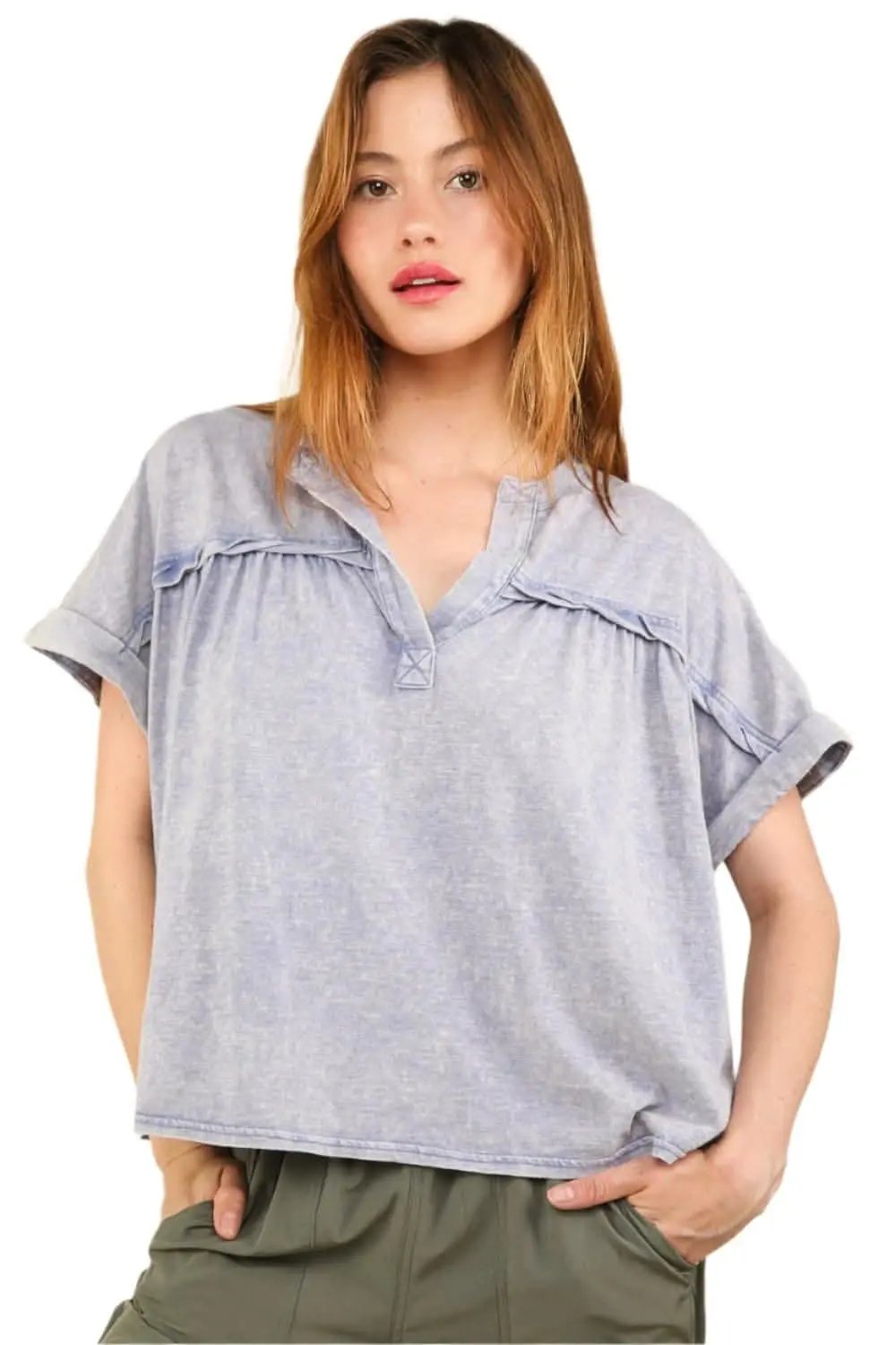 Trendsi Washed Tee Women&amp;#39;s Everyday Casual Short Sleeve T-Shirt Soft &amp;amp; Chic