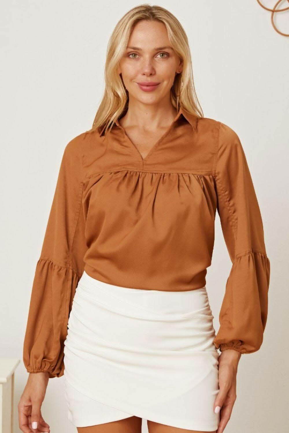 Chic balloon sleeve blouse - S-XL