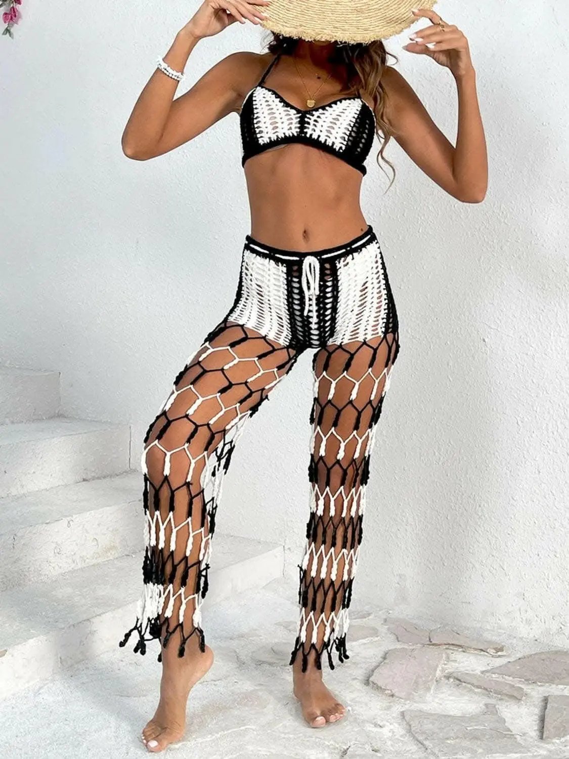 Trendsi Cutout Halter Swimwear Women&amp;#39;s Beach Pants Set - Chic &amp;amp; Trendy