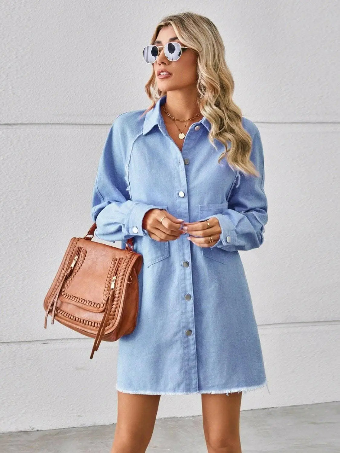 Jeans &amp;amp; Denim - Premium Chic denim shirt dress with pockets