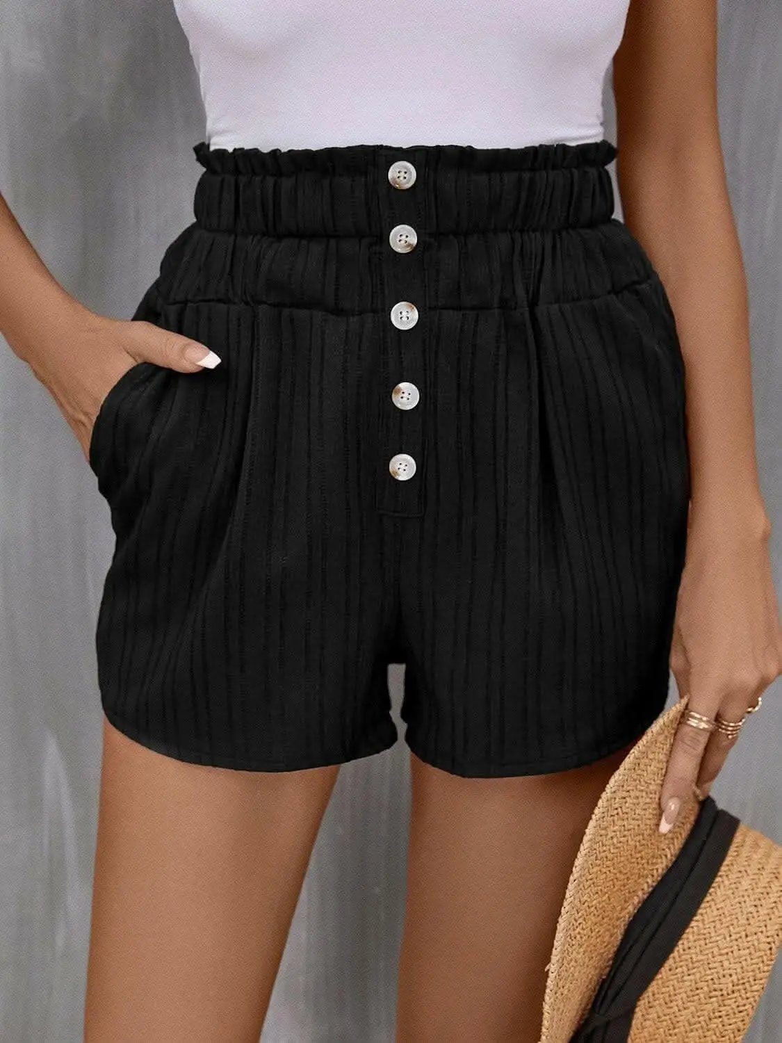 Trendsi High Rise Shorts Women&amp;#39;s Casual Summer Shorts with Pockets