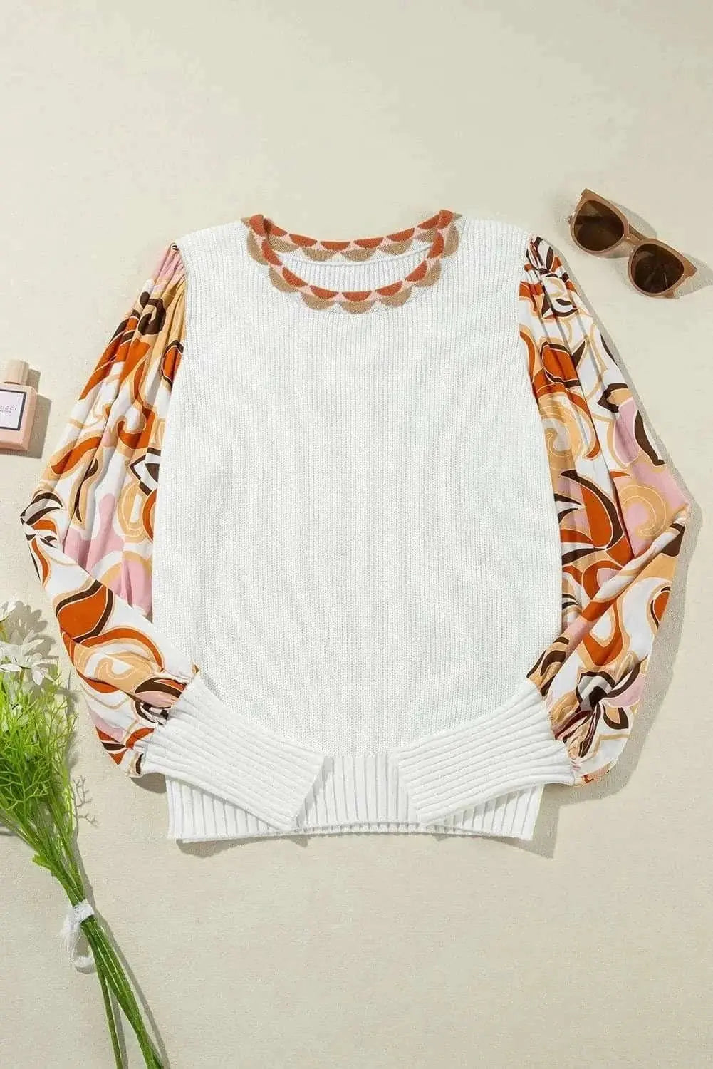 Trendsi Knit Top Women&amp;#39;s Chic Lantern Sleeve Fashion Top Comfortable Fit