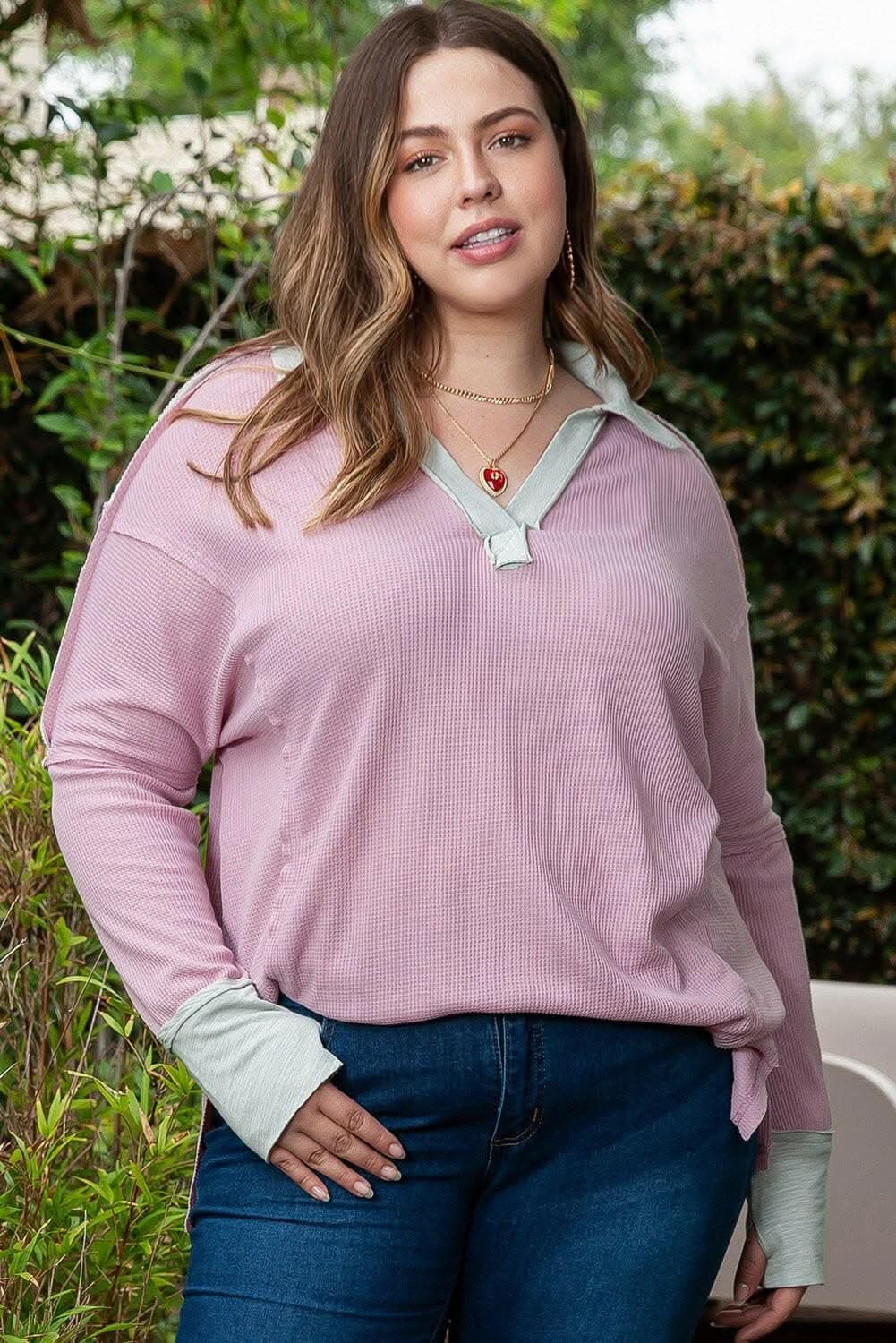 Trendsi Oversized Tee Curvy Women&amp;#39;s Long Sleeve Top: Chic &amp;amp; Comfy