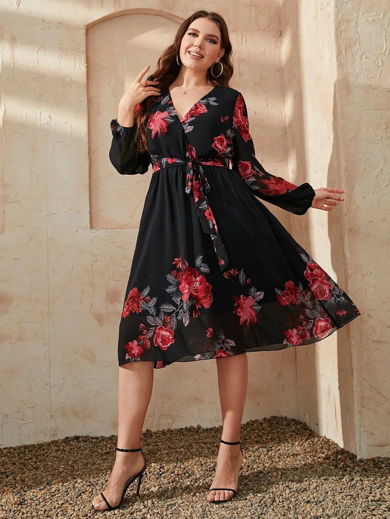 Trendsi Floral Midi Dress Women&amp;#39;s Plus Size Chic Dress - Comfortable &amp;amp; Stylish