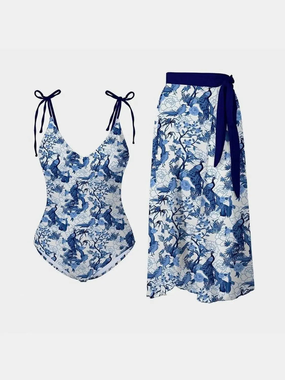swimwear - Chic printed bikini set with skirt