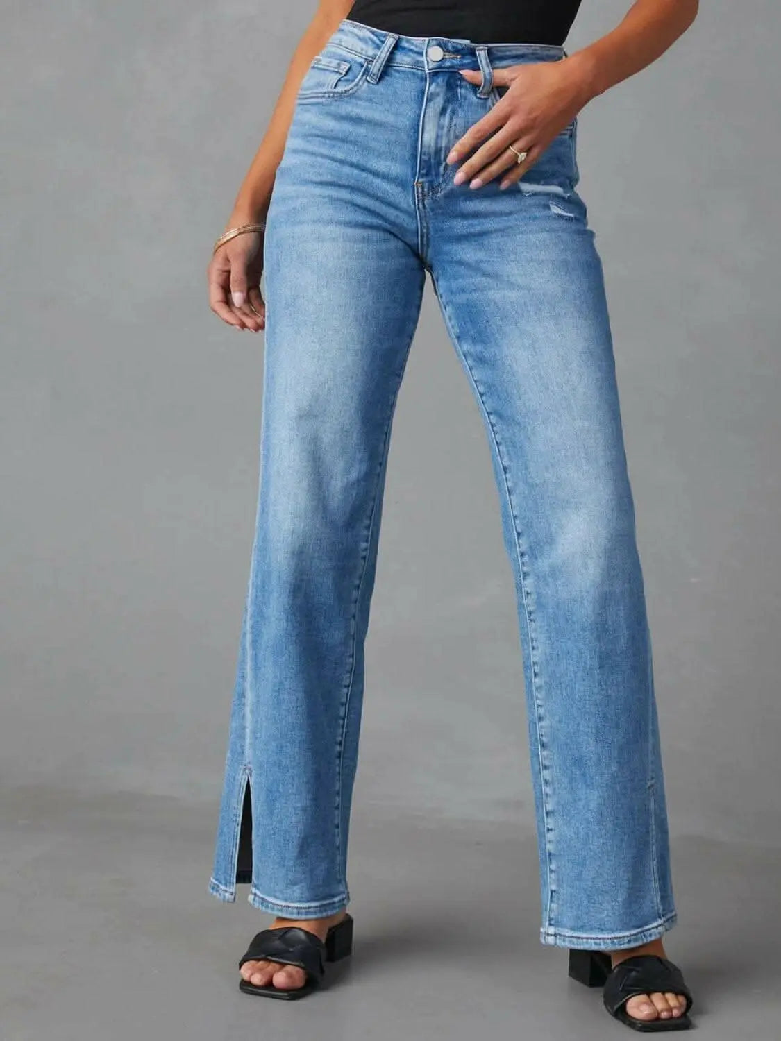 Jeans &amp;amp; Denim Chic slit jeans with pockets