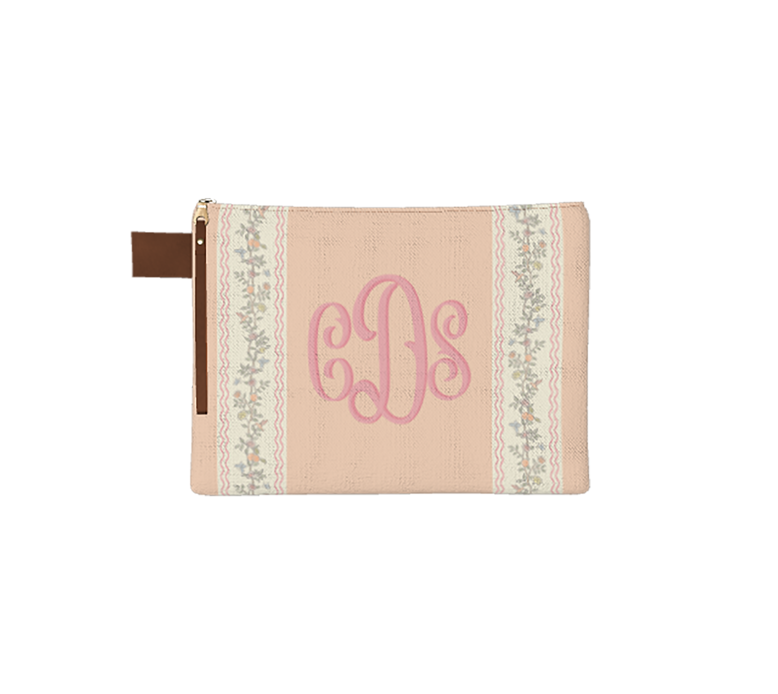 Chinoiserie Stripes Monogram Zipper Pouch