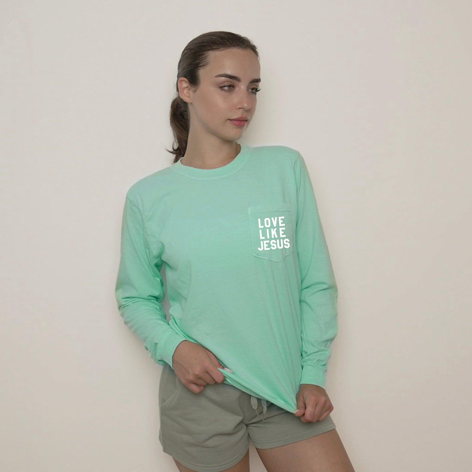 CHRISTIAN LOVE LIKE JESUS BIBLE POCKET COMFORT COLORS LONG SLEEVE SHIRT