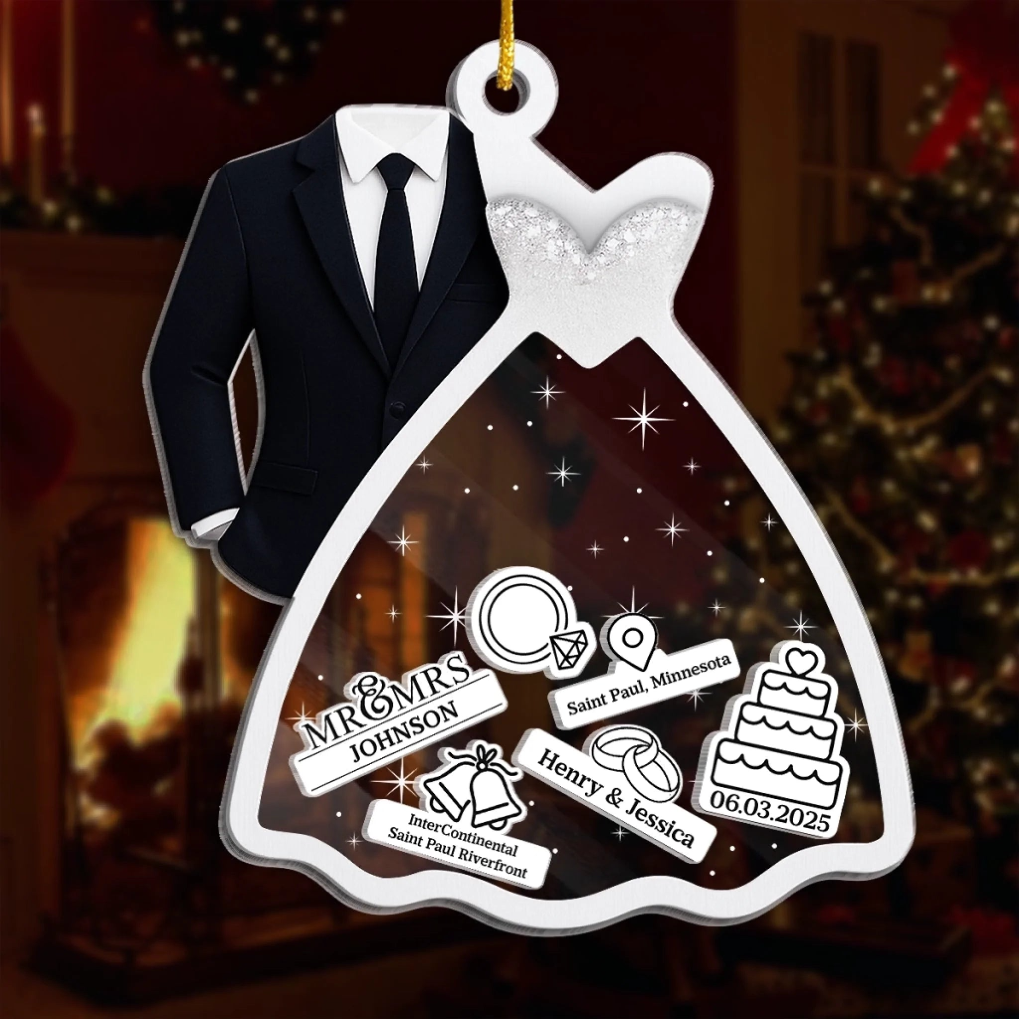 Making Memories Together Christmas Wedding - Custom 3 Layers Shaker Ornament - Christmas Gift for Her/Him, Husband/Wife, Couples