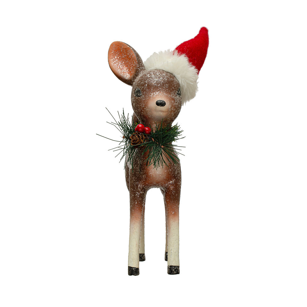 10&amp;quot; Christmas Fawn w/ Santa Hat &amp;amp; Glitter