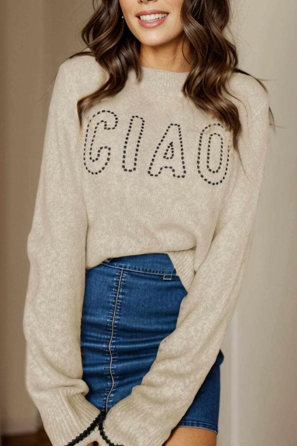 Knit Sweater - Cozy Round Neck - Ciao Pullover
