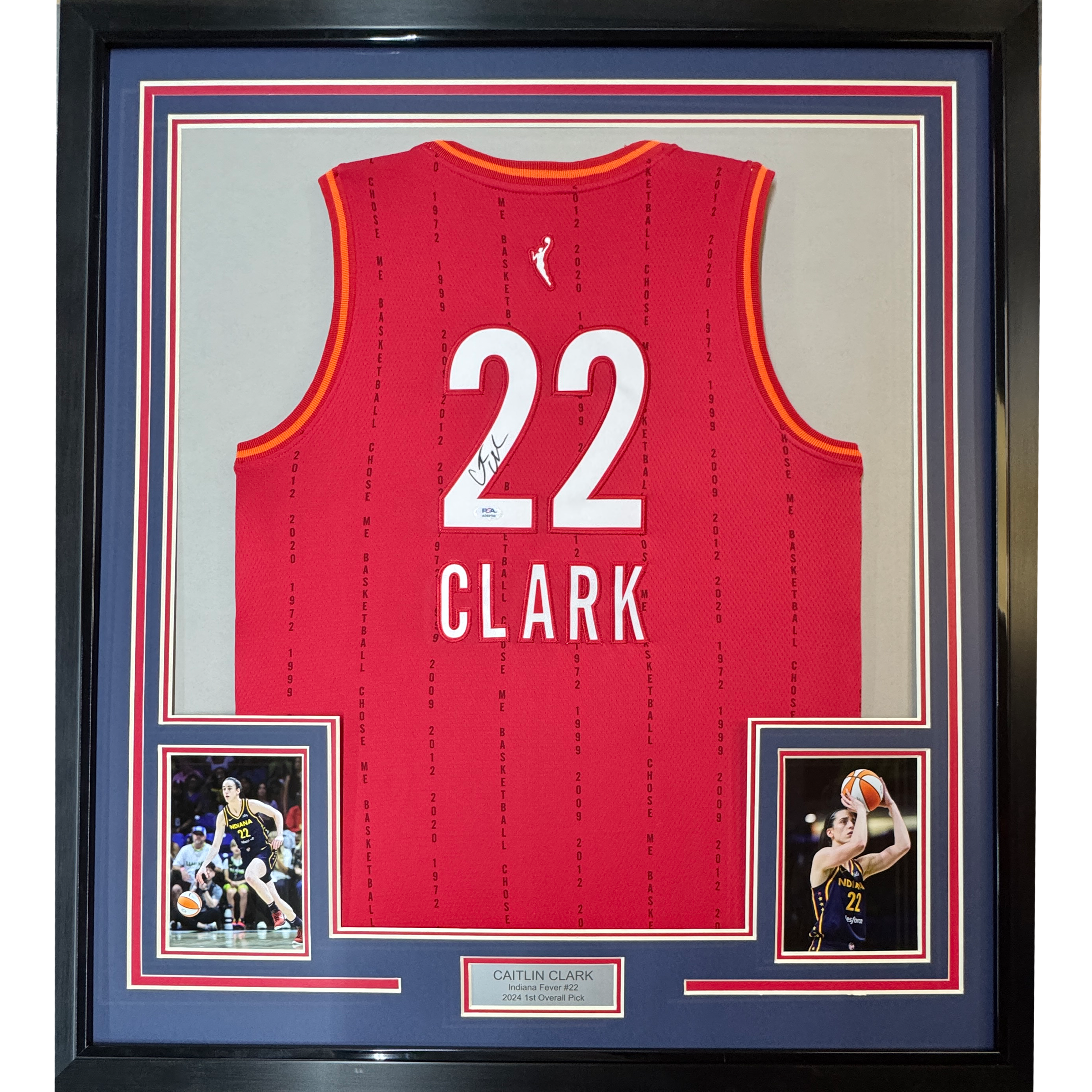 Framed Autographed/Signed Caitlin Clark 35x39 Indiana Red Basketball Jersey PSA COA