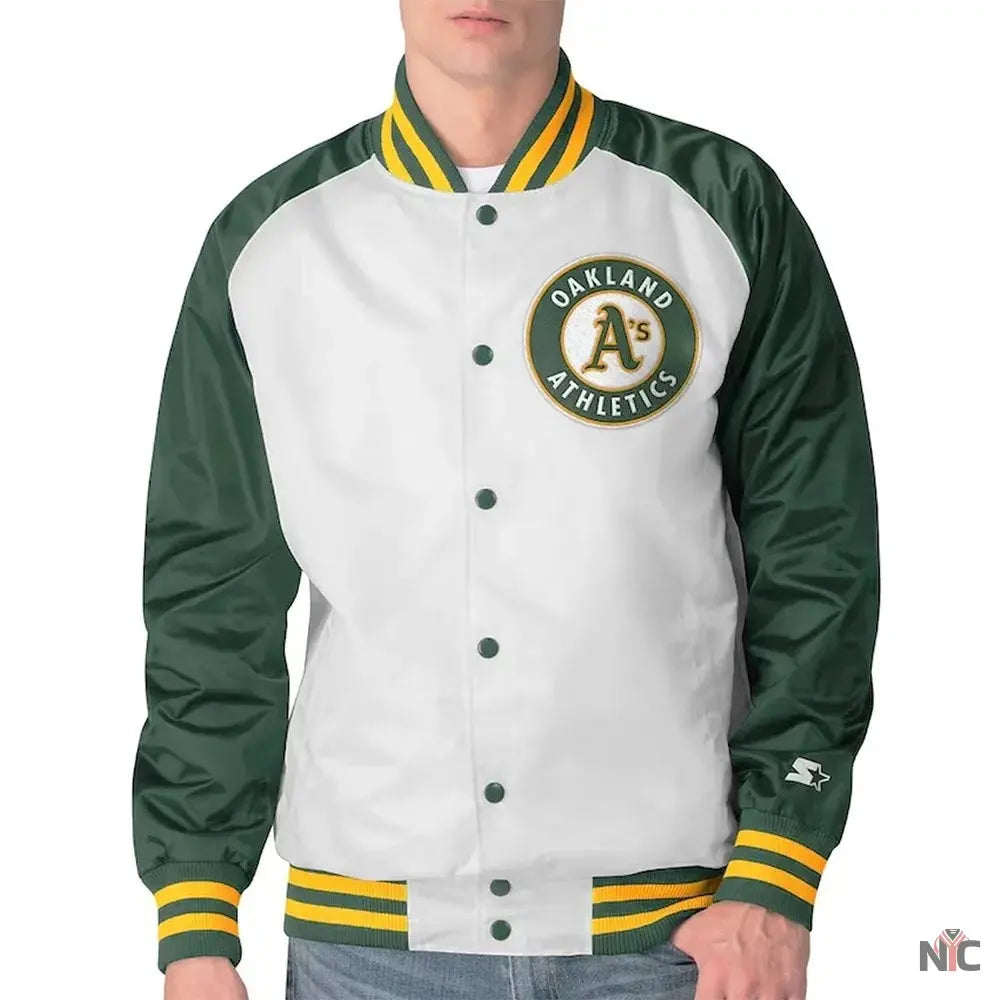 Clean-Up Hitter Oakland Athletics White and Green Jacket