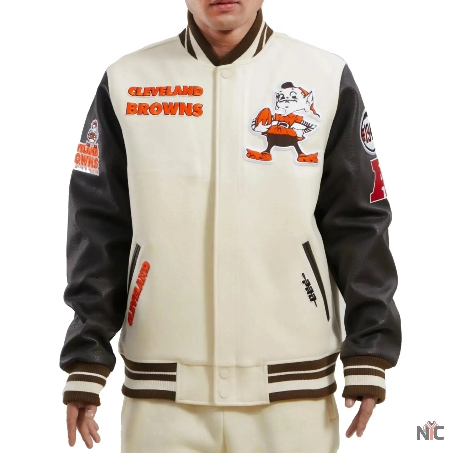 Cleveland Browns Wool and Leather Varsity Jacket