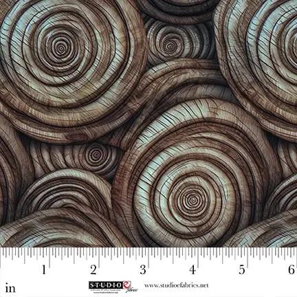 COFFEE WOOD GRAIN COILS OUT OF THE WOODWORK COTTON 44&amp;quot;/45&amp;quot; FABRIC PER YARD
