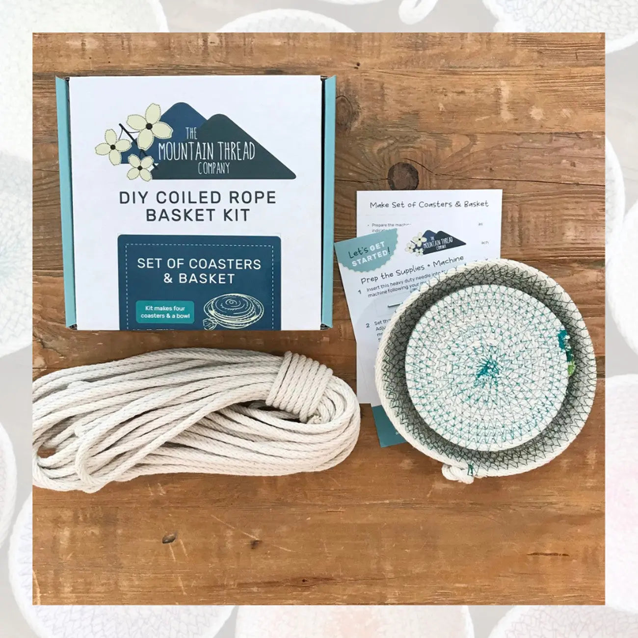 COILED ROPE BASKET KIT COASTERS &amp;amp; BASKET