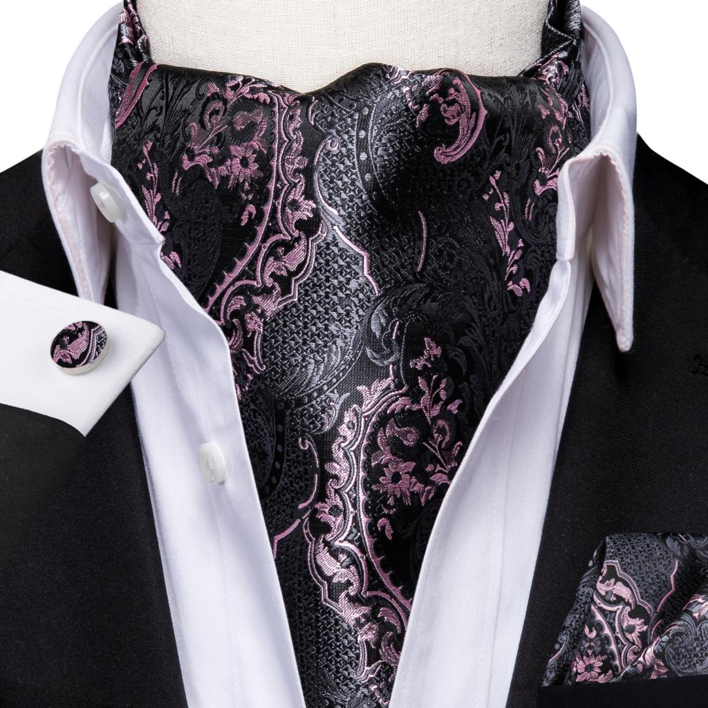 Colorful Silk Ascot/Cravat Tie, Handkerchief &amp; Cufflinks Set