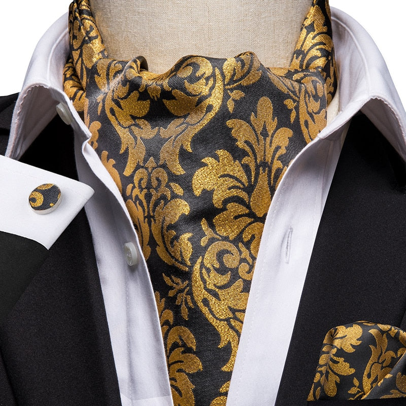 Colorful Silk Ascot/Cravat Tie, Handkerchief &amp; Cufflinks Set