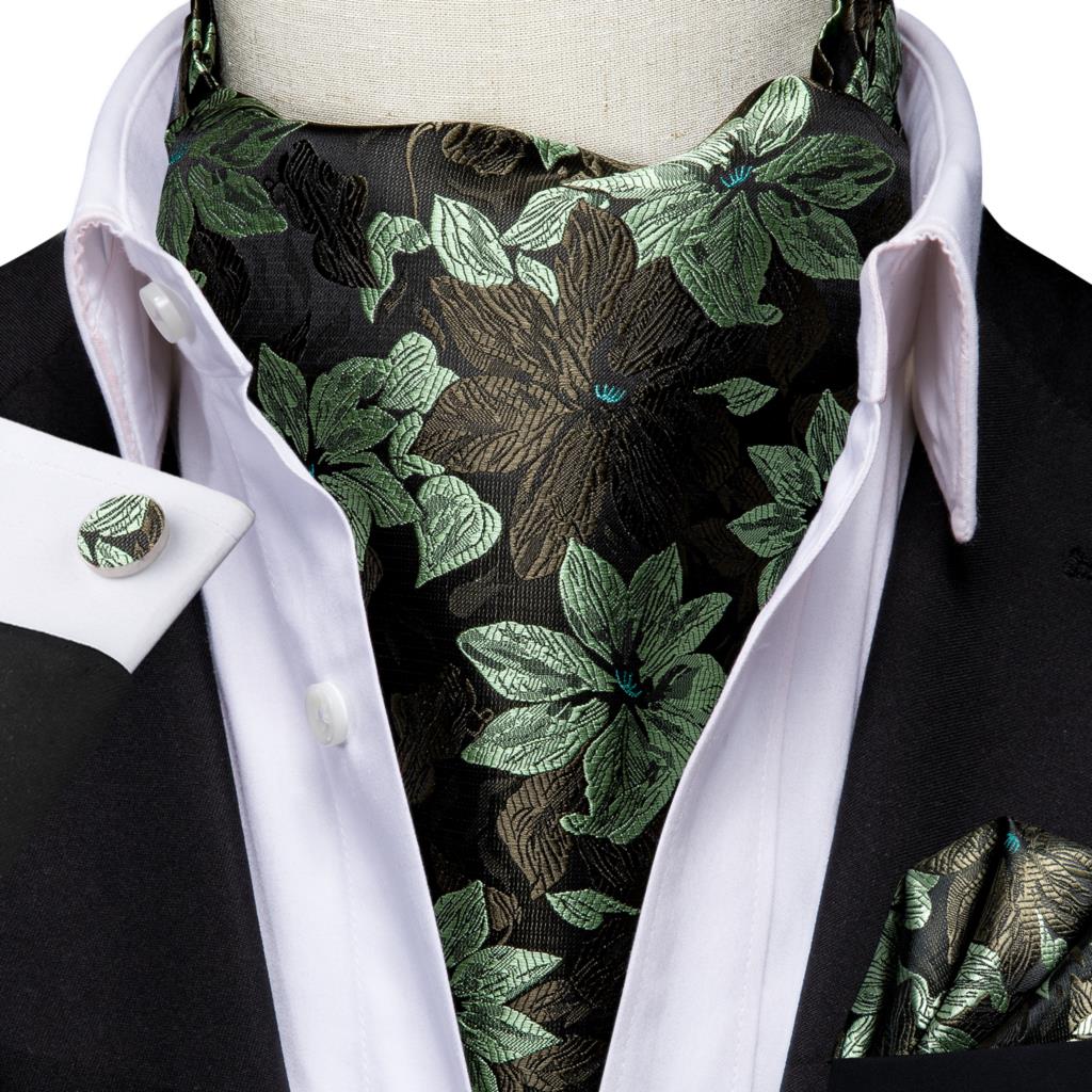 Colorful Silk Ascot/Cravat Tie, Handkerchief &amp; Cufflinks Set