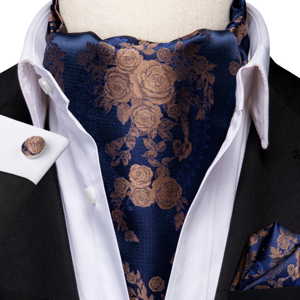 Colorful Silk Ascot/Cravat Tie, Handkerchief &amp; Cufflinks Set