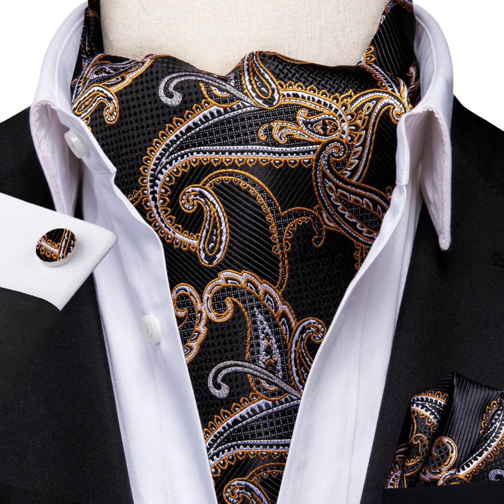 Colorful Silk Ascot/Cravat Tie, Handkerchief &amp; Cufflinks Set