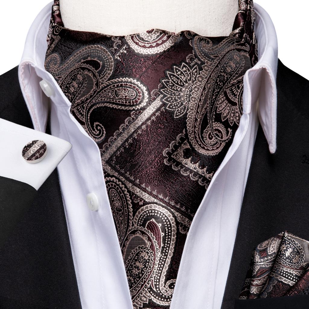 Colorful Silk Ascot/Cravat Tie, Handkerchief &amp; Cufflinks Set