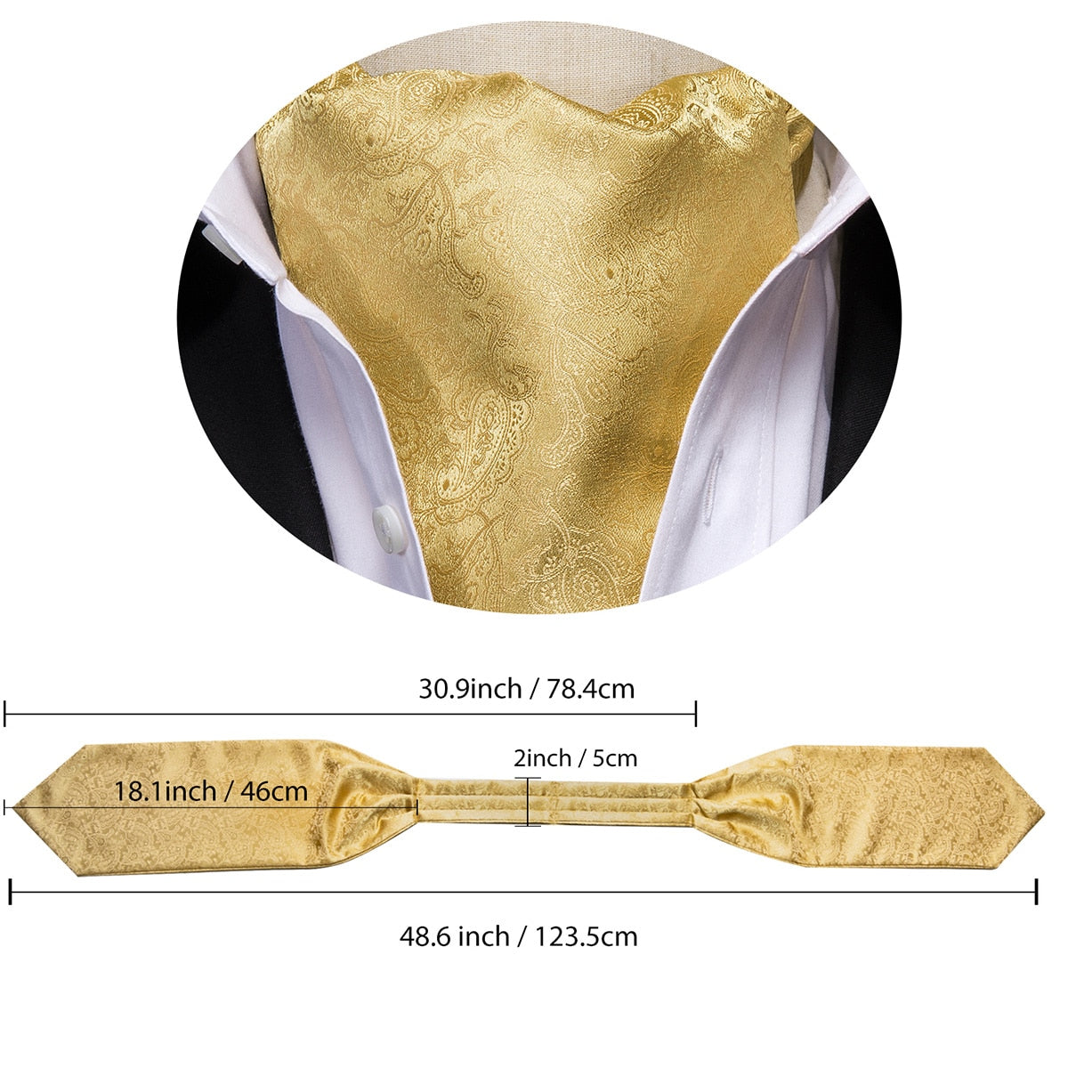 Colorful Silk Ascot/Cravat Tie, Handkerchief &amp; Cufflinks Set