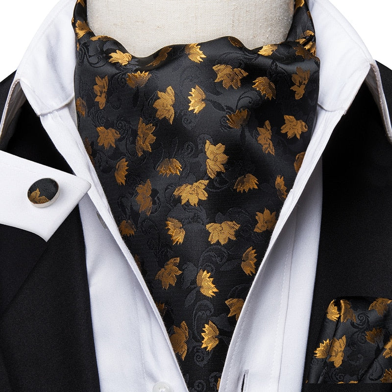 Colorful Silk Ascot/Cravat Tie, Handkerchief &amp; Cufflinks Set